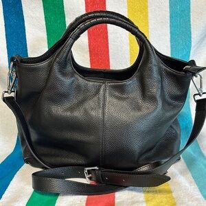 Iswee Black Leather Tote Bag